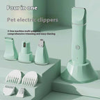 NNEDSZ White 4-in-1 Pet Grooming Electric Clippers - Professional Rechargeable Trimmer for Dogs & Cats, Paw, Fur, Nail, and Ear Care | Compact Design,