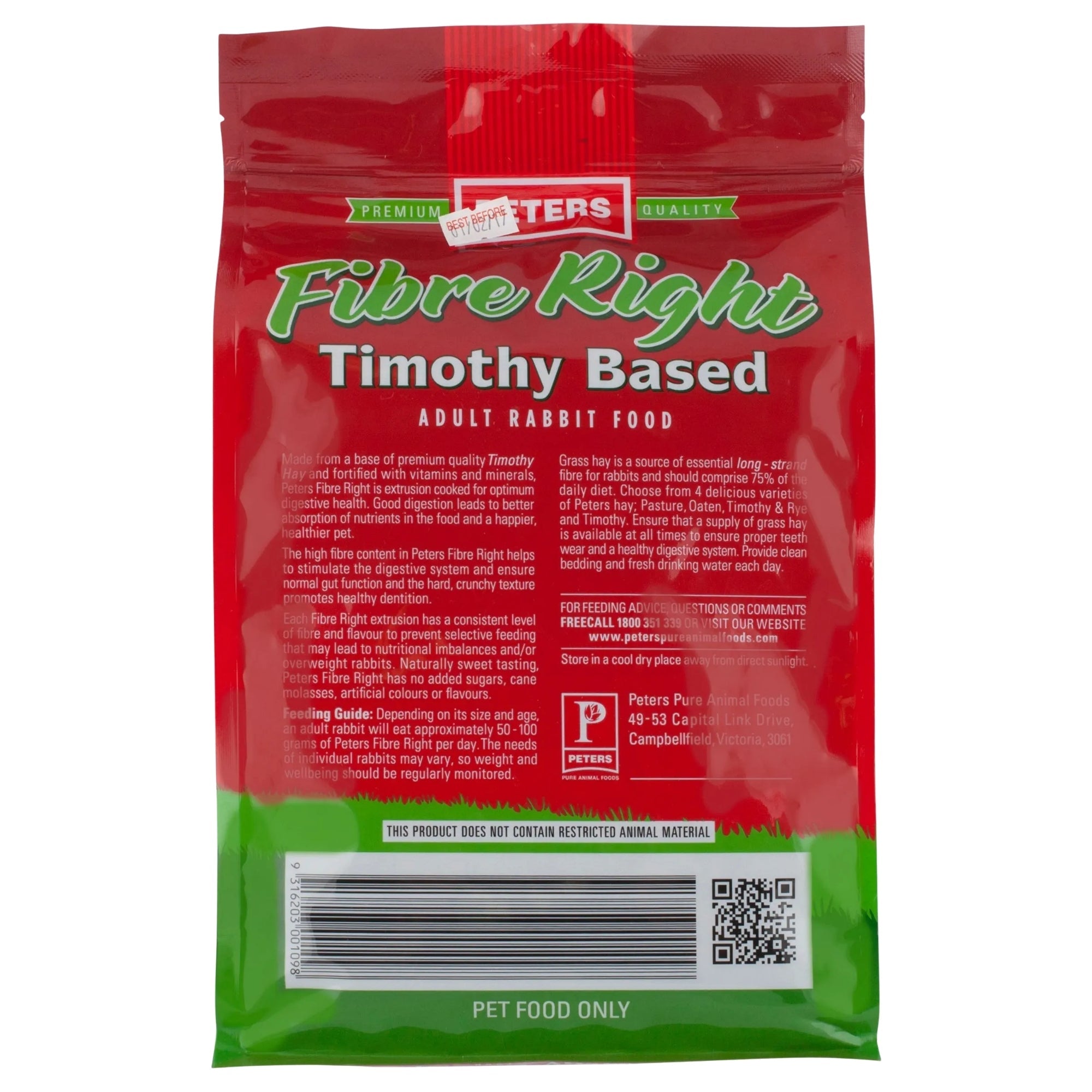 Peters Fibre Right Adult Rabbit 1Kg