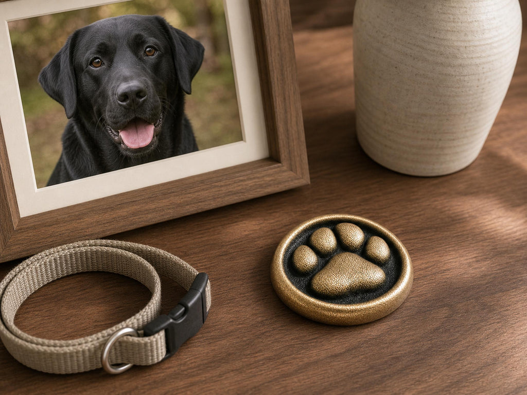 Dog Paw Print Keepsake – Antique Brass Disc