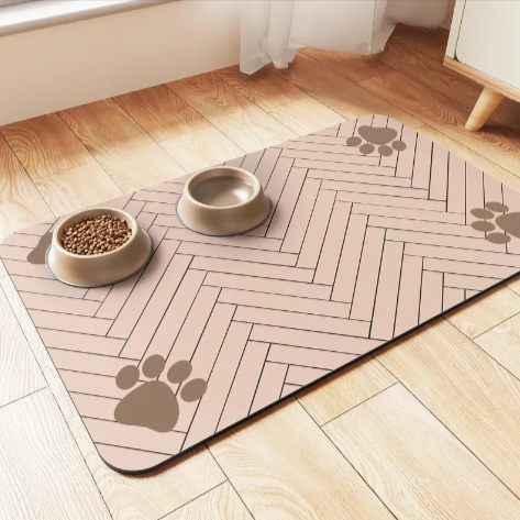 Spritzwassergeschützte Futtermatte für Katzen & Hunde | Schnelltrocknender & wasserabsorbierender Bodenschutz