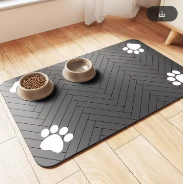 Spritzwassergeschützte Futtermatte für Katzen & Hunde | Schnelltrocknender & wasserabsorbierender Bodenschutz