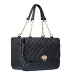 Designer Black Quilted Dog Cat Pet Carrier