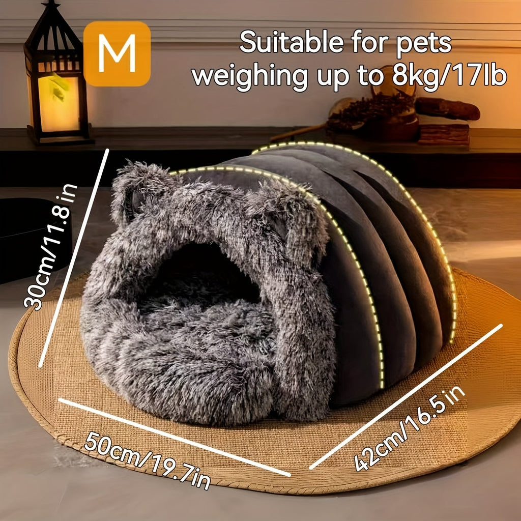 Plush Fleece Cat Cave Bed for Winter Comfort — view 5