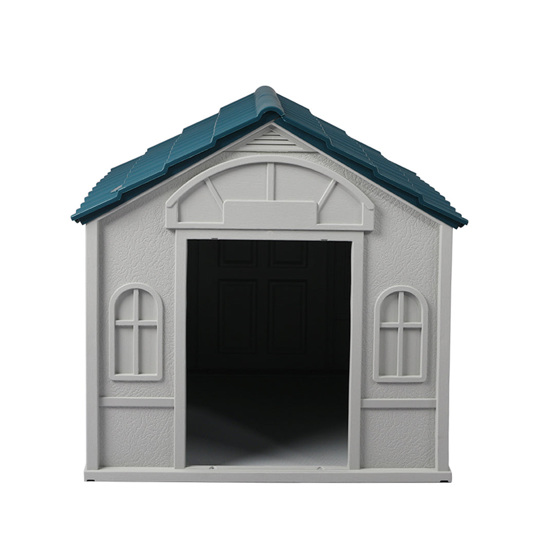 Indoor/Outdoor Plastic Dog Kennel — XL Blue