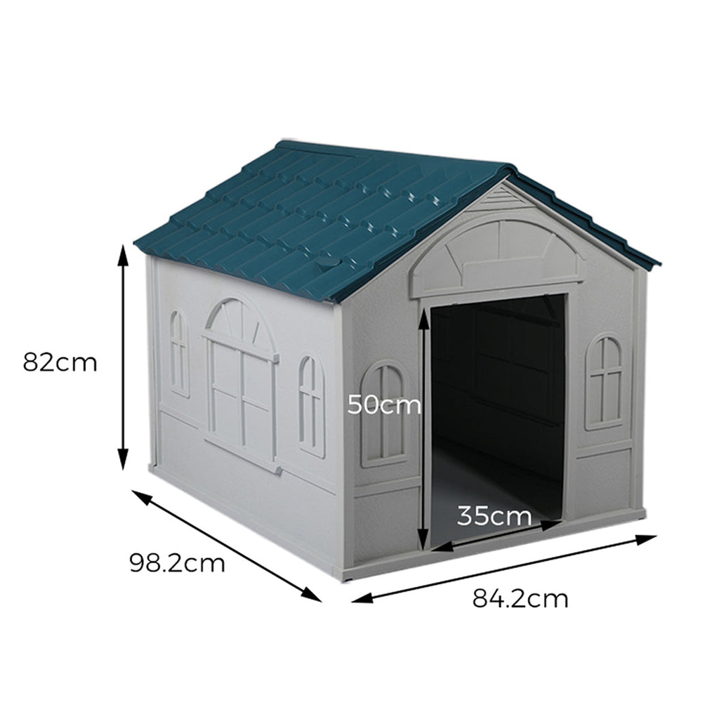 Indoor/Outdoor Plastic Dog Kennel — XL Blue
