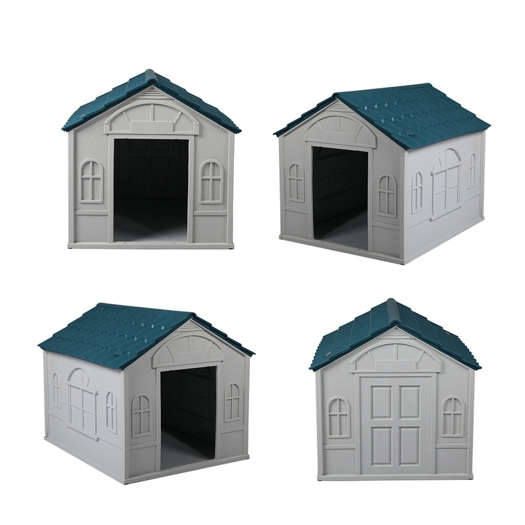 Indoor/Outdoor Plastic Dog Kennel — XL Blue