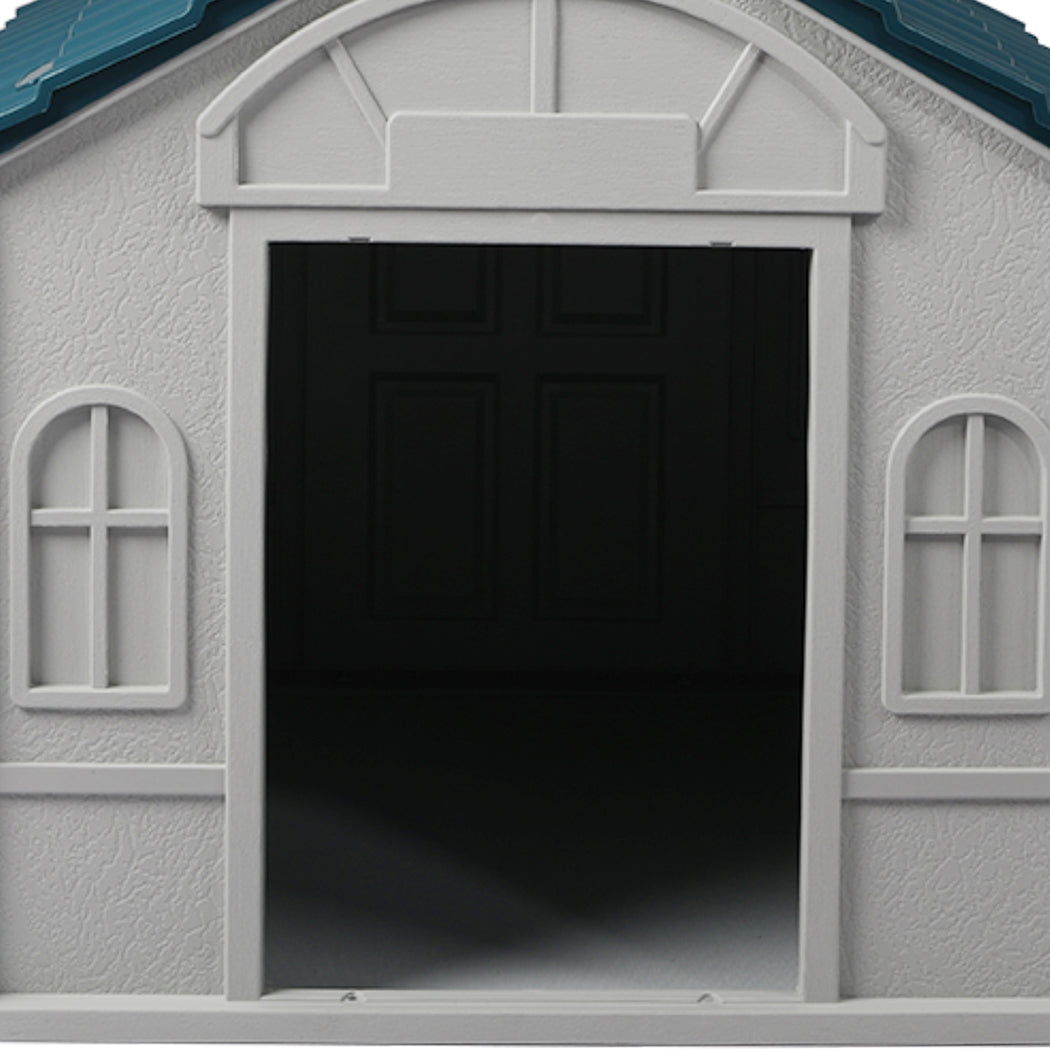 Indoor/Outdoor Plastic Dog Kennel — XL Blue