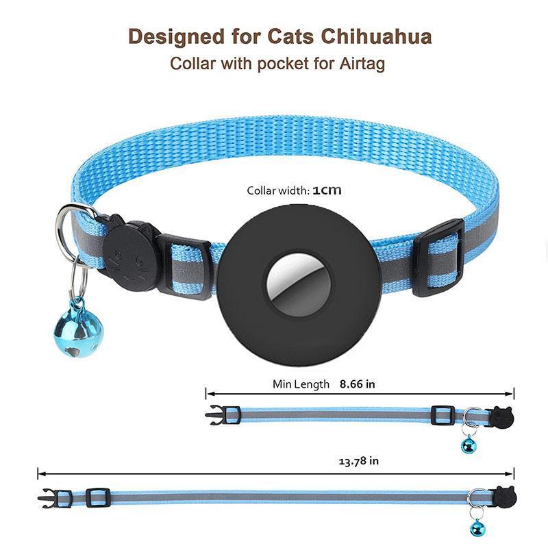 Reflective Cat Collar with AirTag Holder
