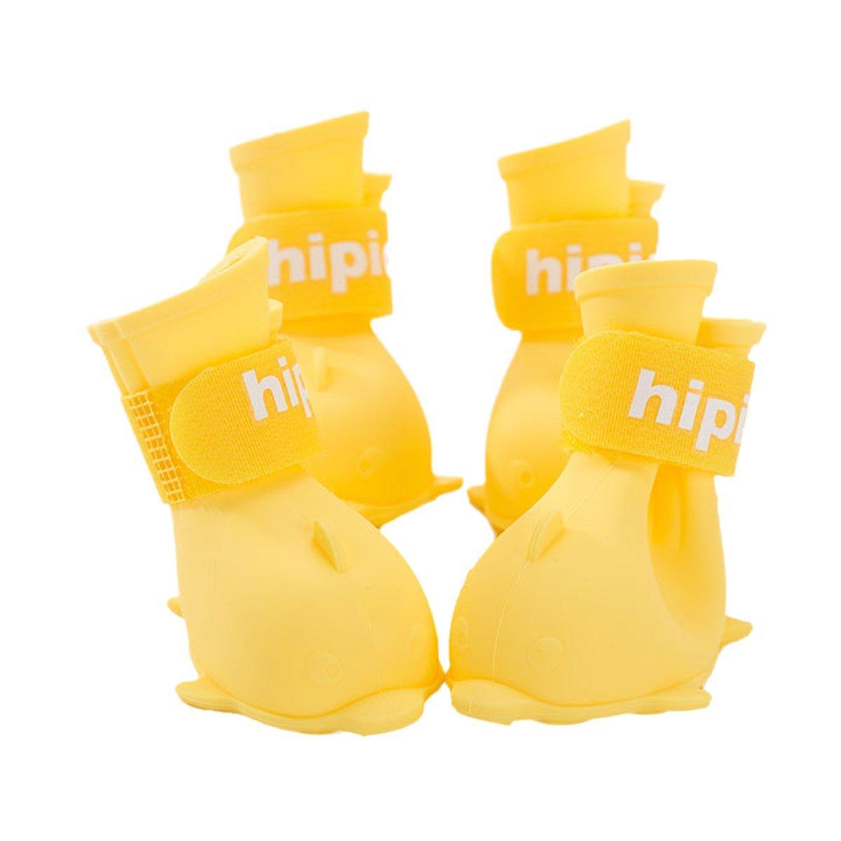 4pcs Cartoon Pet Rain Boots Waterproof Non-Slip Wear-Resistant Shoes for Dogs