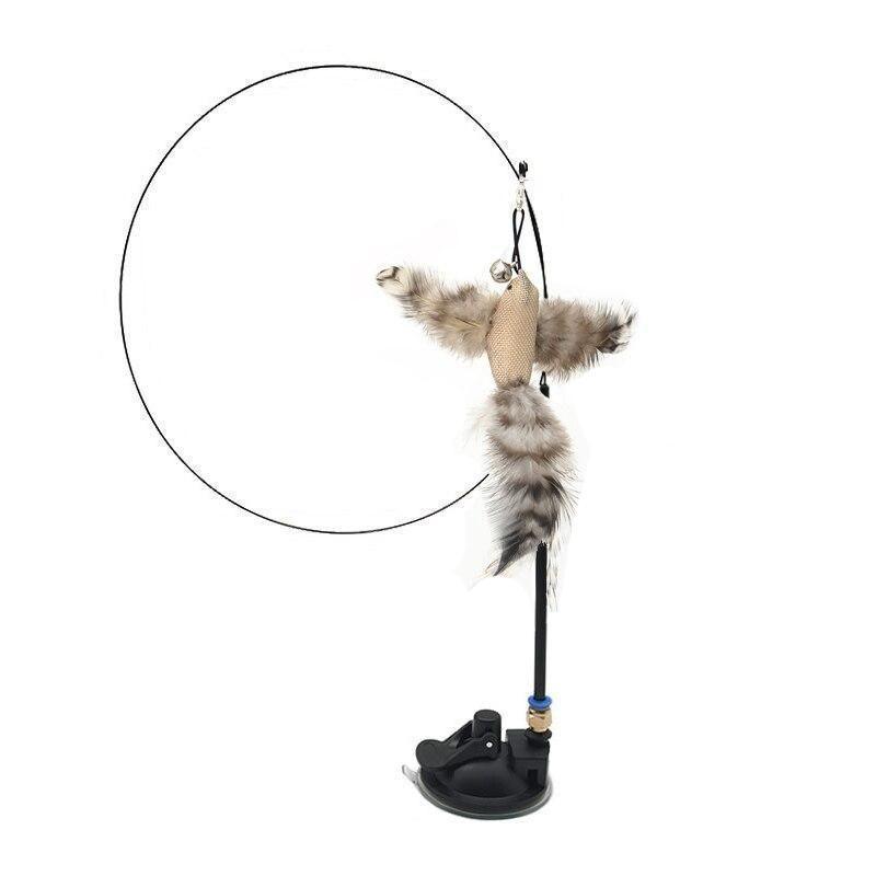 Bird Teaser Wand Cat Toy with Suction Cup