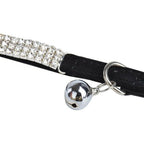 Suede Adjustable Pet Collar with Rhinestone for Cat Puppy 5 Colours Quick Release