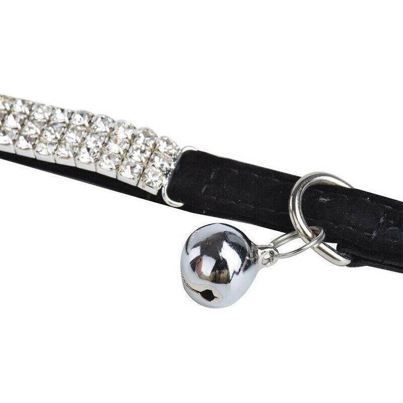 Suede Adjustable Pet Collar with Rhinestone for Cat Puppy 5 Colours Quick Release