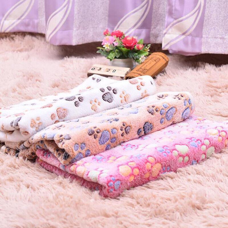 Large Size Pet Mat Paw Print Cat Dog Puppy Fleece Soft Pet Blanket Bed Cushion