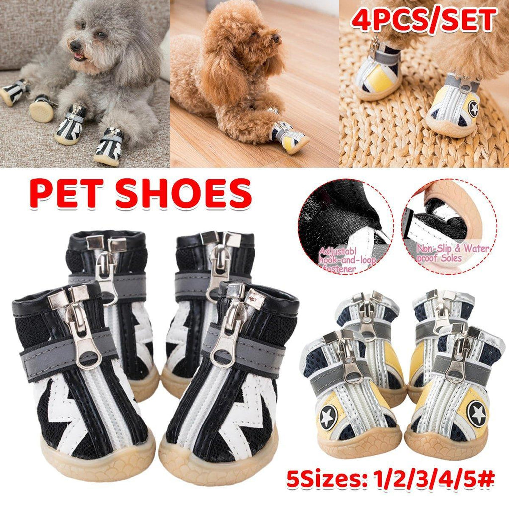 4PCS Breathable Soft Soled Dog Shoes for Small Dogs Four Seasons Pet Footwear