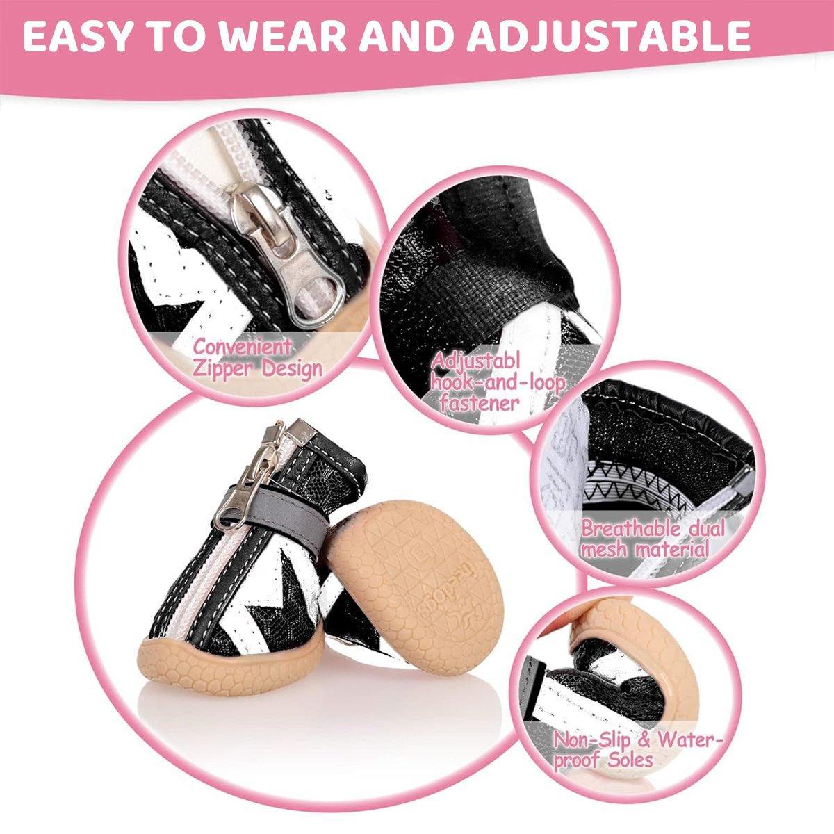 4PCS Breathable Soft Soled Dog Shoes for Small Dogs Four Seasons Pet Footwear