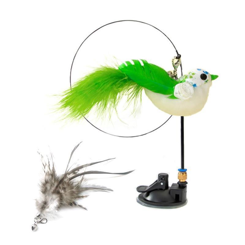 Bird Teaser Wand Cat Toy with Suction Cup