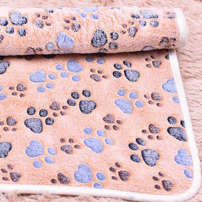 Large Size Pet Mat Paw Print Cat Dog Puppy Fleece Soft Pet Blanket Bed Cushion