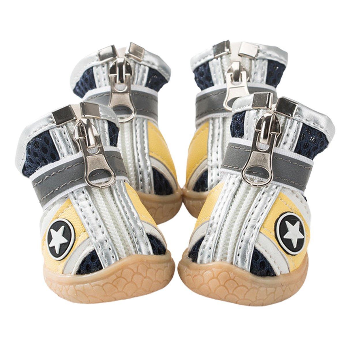 4PCS Breathable Soft Soled Dog Shoes for Small Dogs Four Seasons Pet Footwear