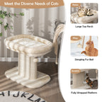 NNECW Modern Cat Tree Tower for Kittens with Large Plush Perch for Indoor Beige-4