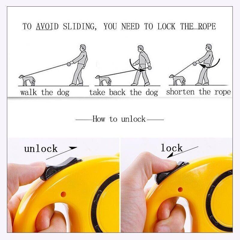 5M Dog Lead Leash Strong Retractable Extendable 5M Lockable Heavy Duty 15Kg